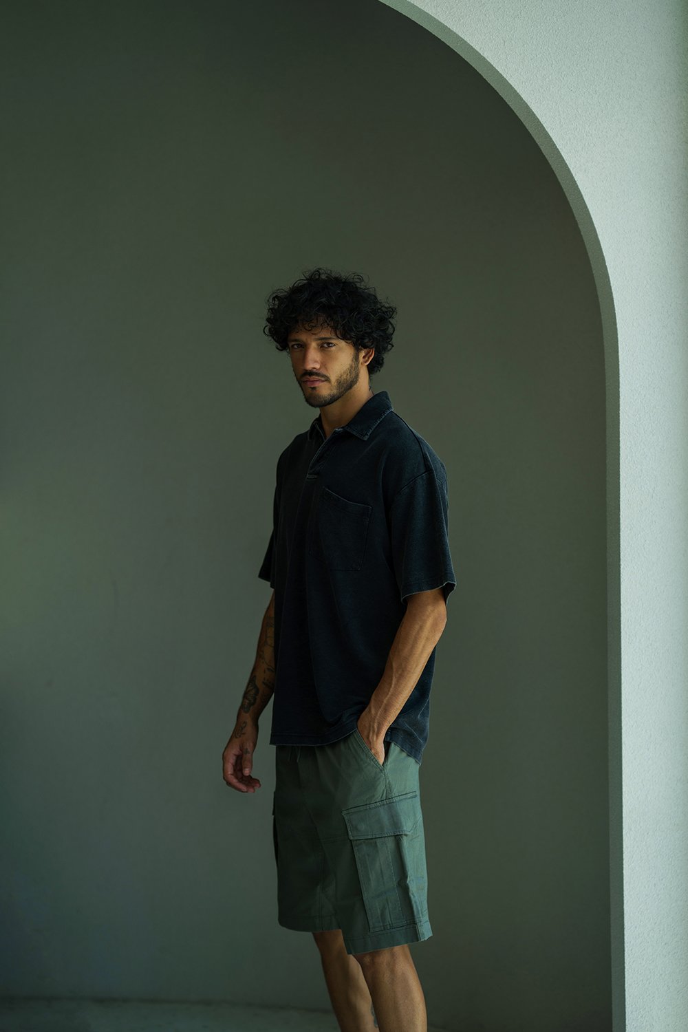 Black Heavyweight Faded Polo - BonkersCorner
