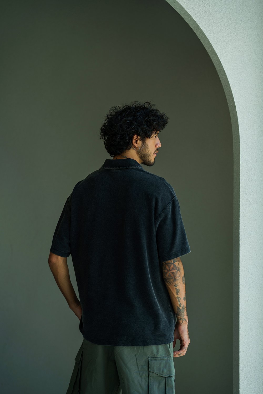Black Heavyweight Faded Polo - BonkersCorner