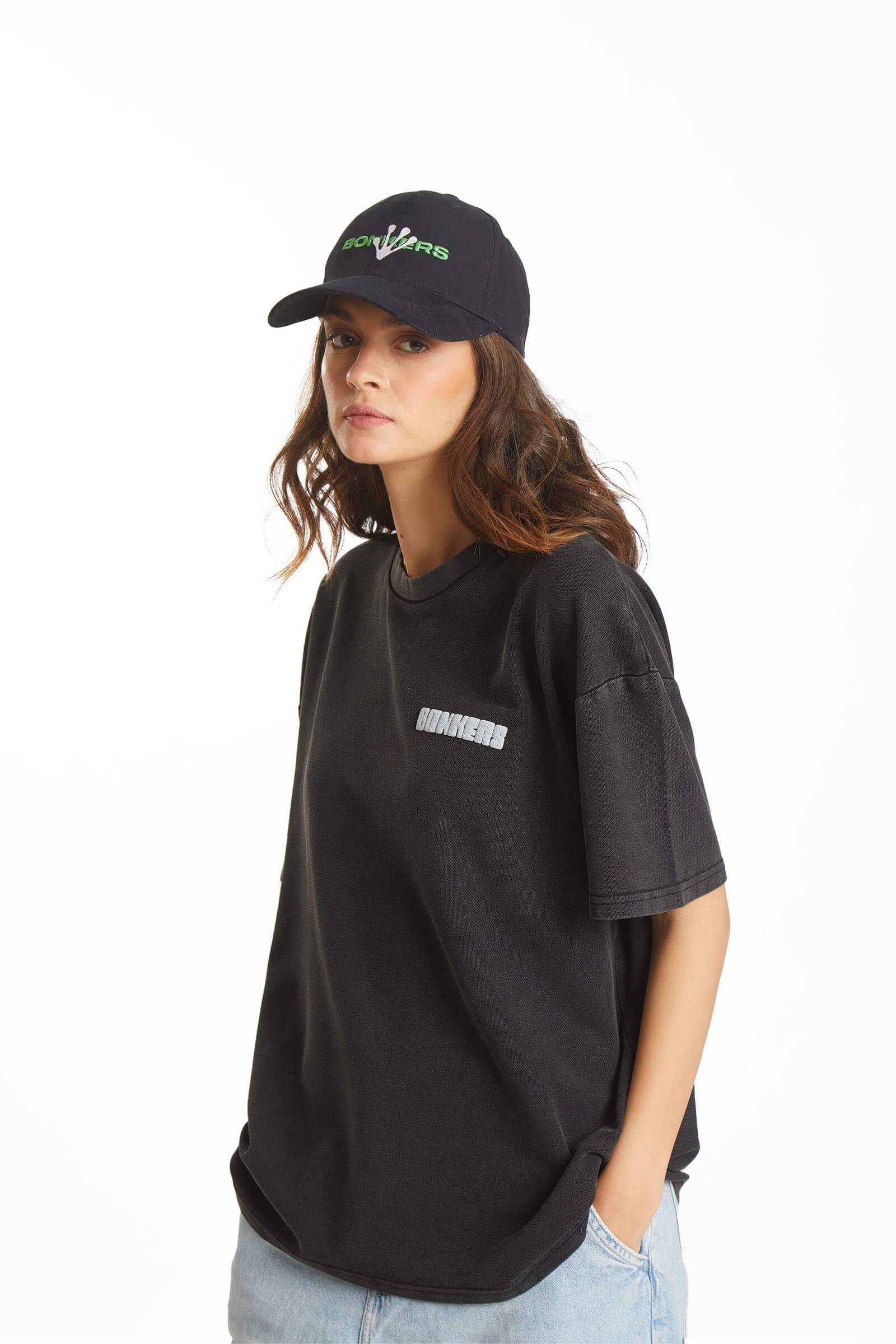 Black Heavyweight Pique Oversized T-shirt - BonkersCorner