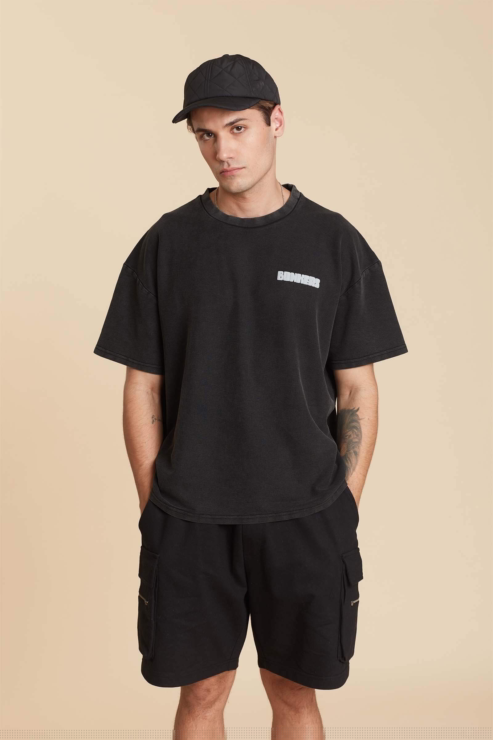Black Heavyweight Pique Oversized T-shirt - BonkersCorner