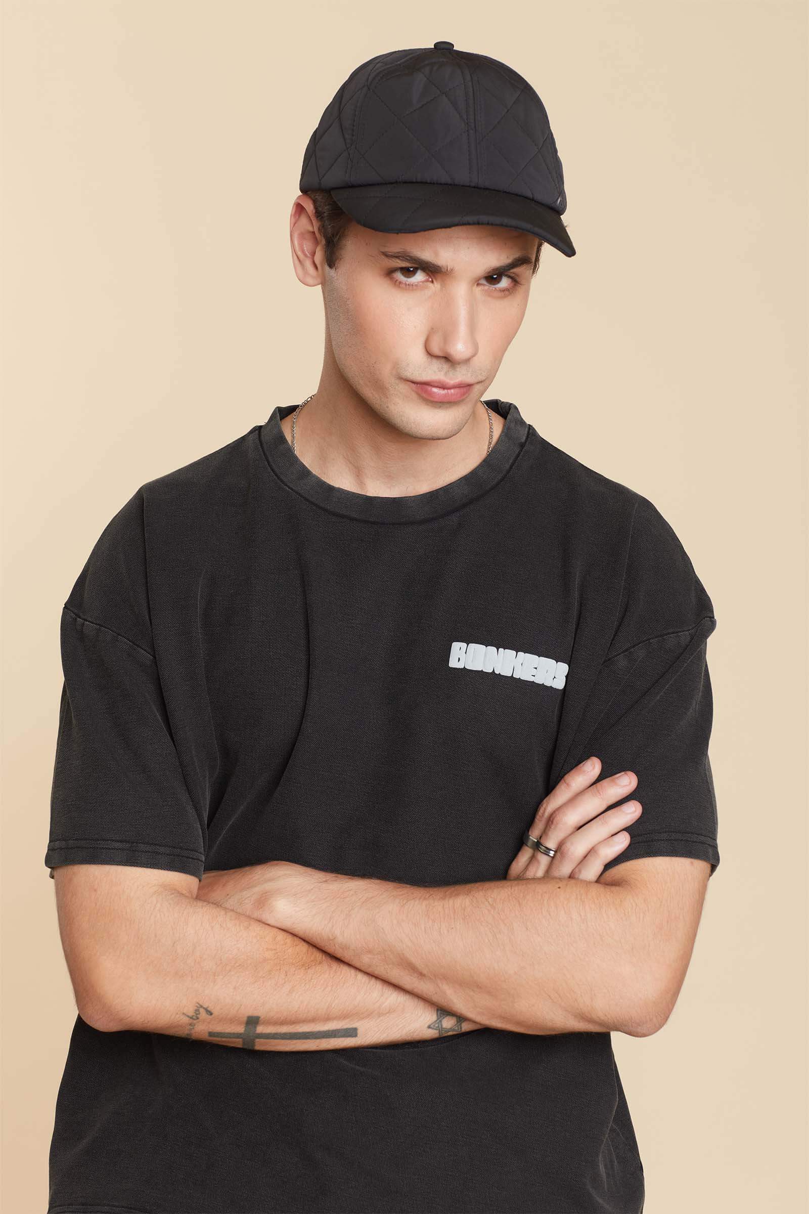 Black Heavyweight Pique Oversized T-shirt - BonkersCorner