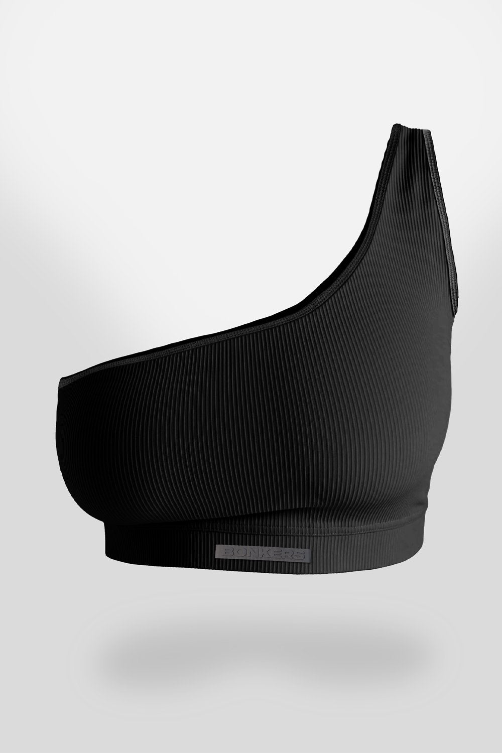 Black One Shoulder Ribbed Top - BonkersCorner