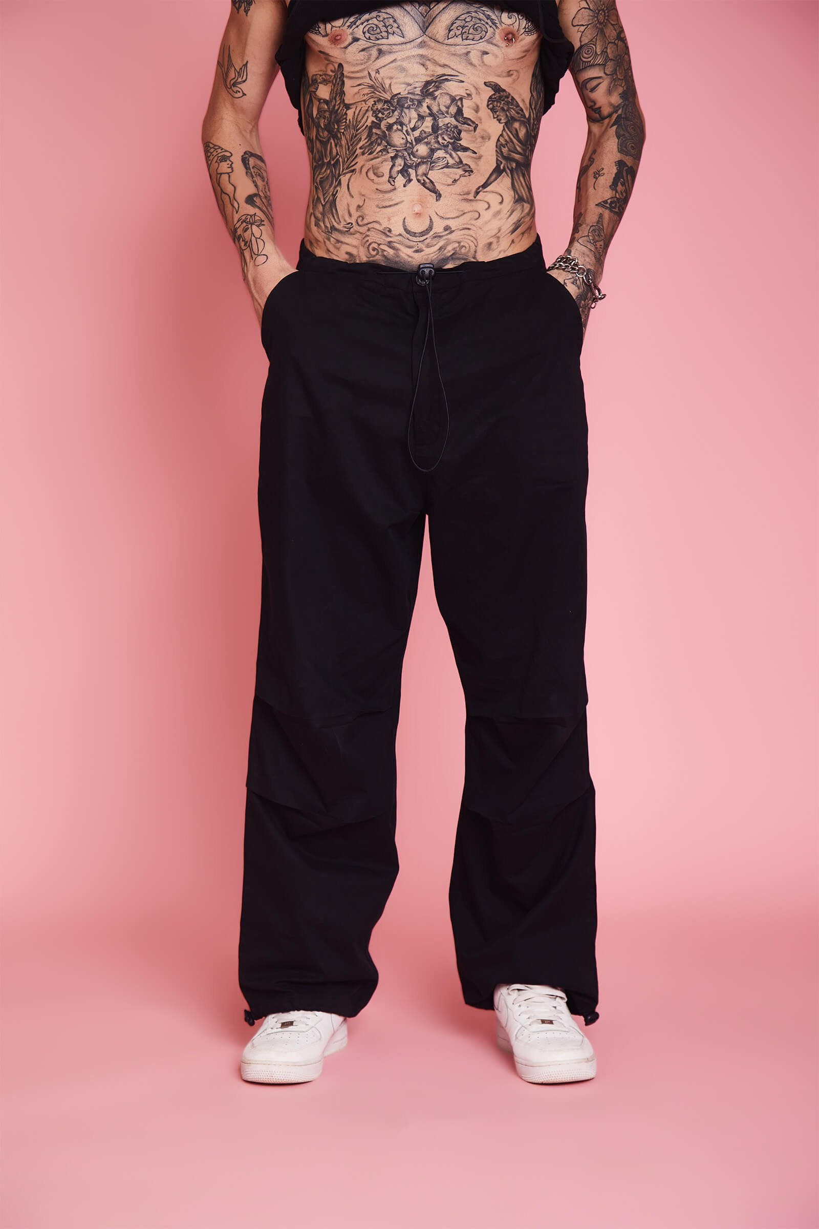 Black Parachute Pants - BonkersCorner