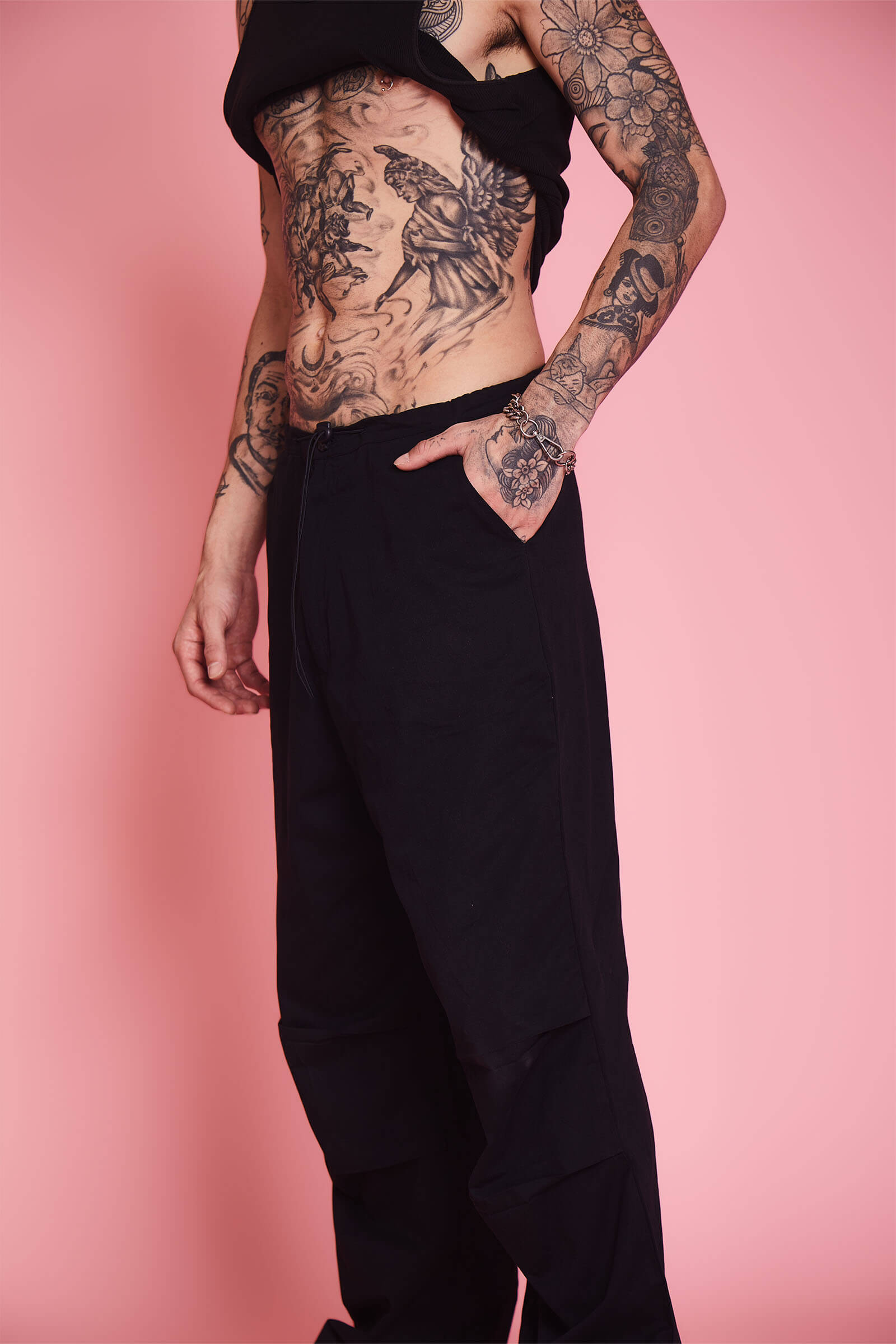 Black Parachute Pants - BonkersCorner