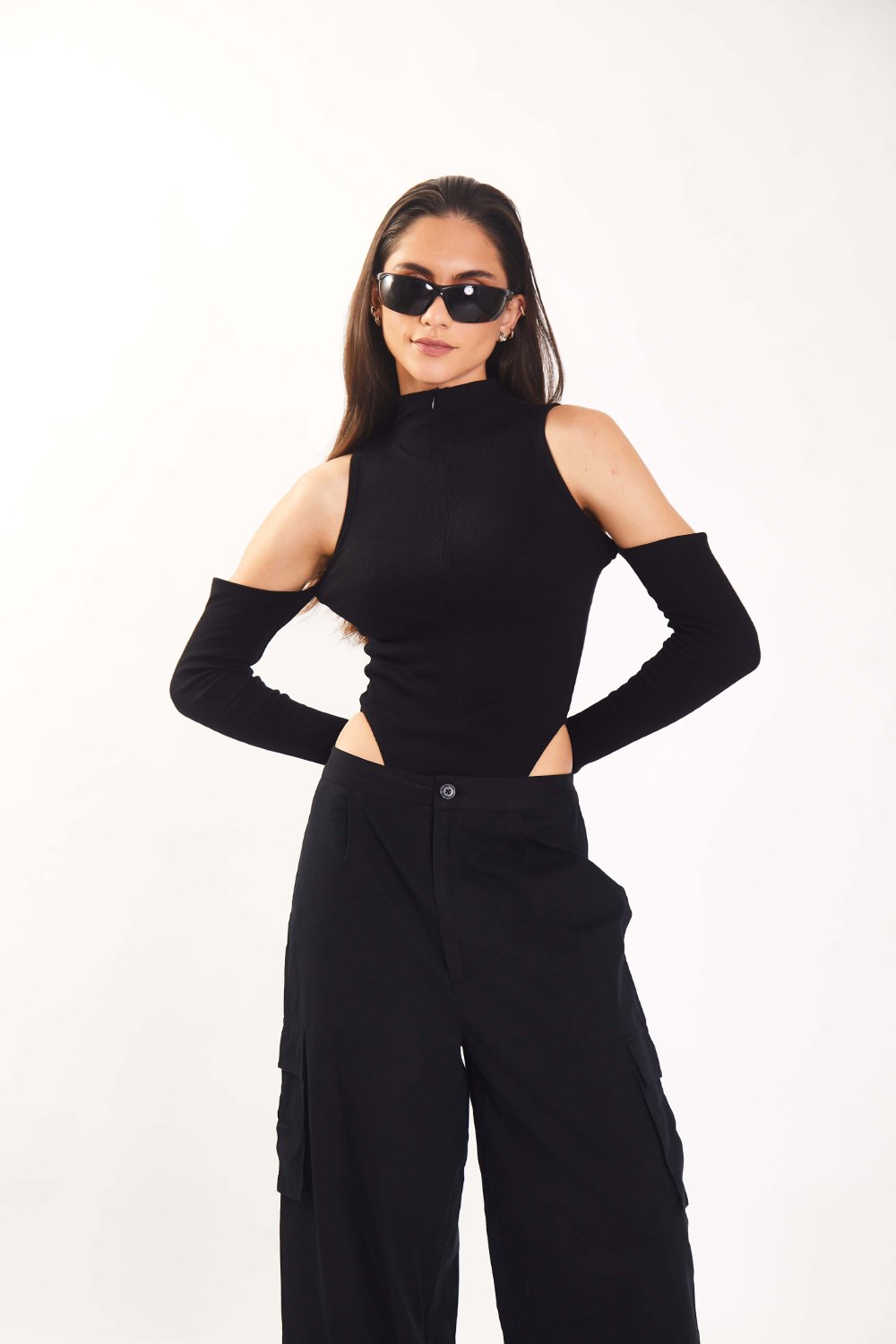 Black Ribbed Two Way Bodysuit - BonkersCorner