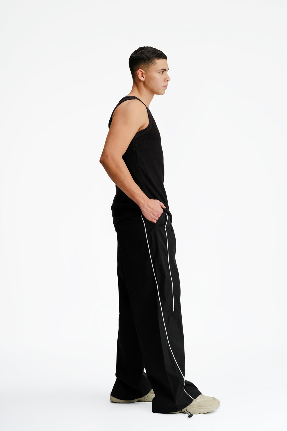 Black Sporty Deconstructed Loose Pants - BonkersCorner