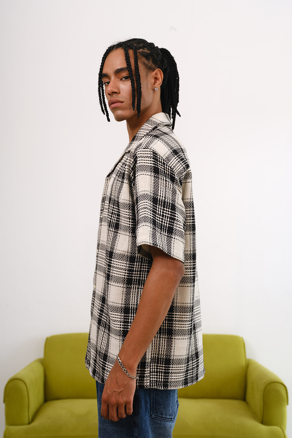 Black-White Textured Brunch Shirt - BonkersCorner