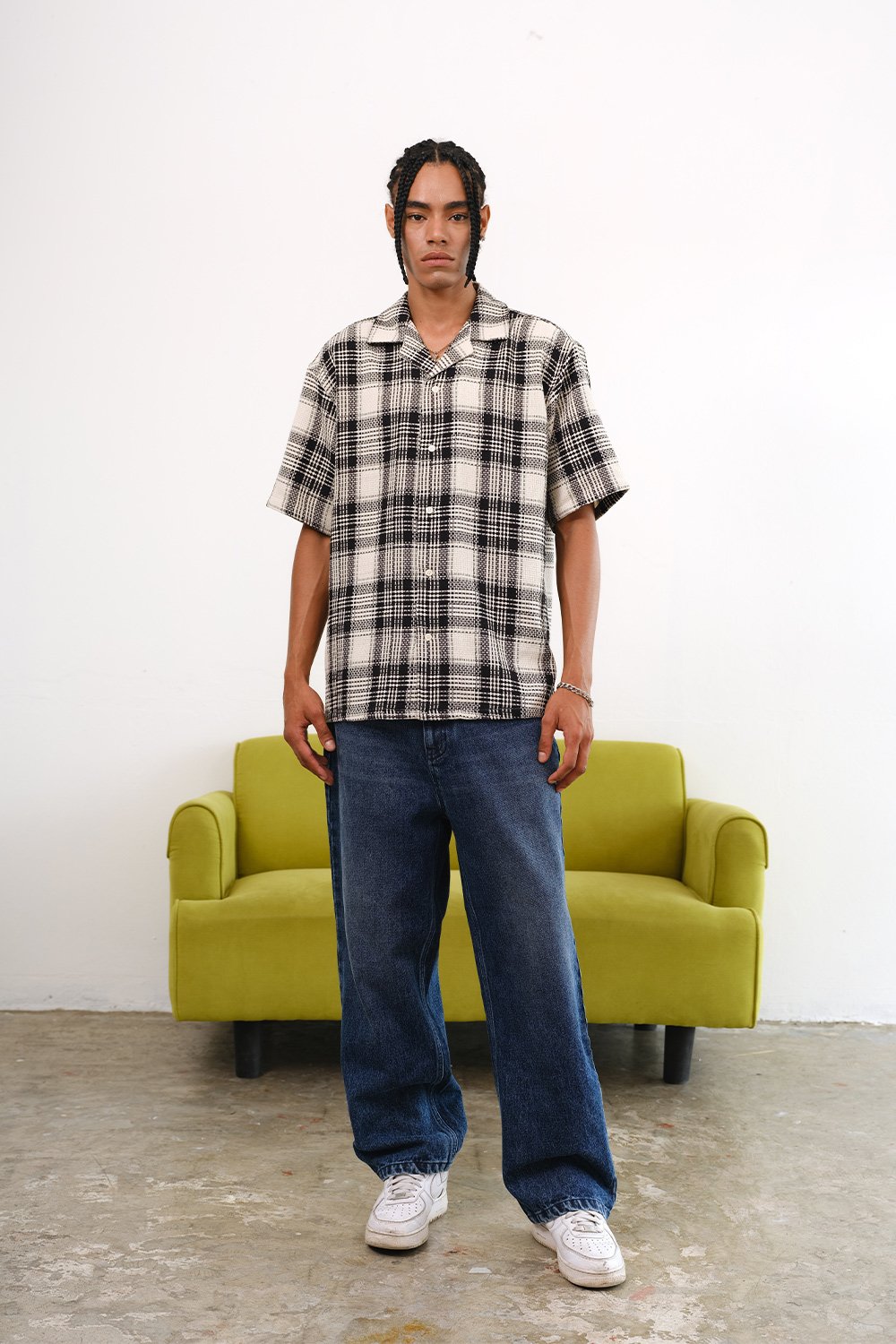 Black-White Textured Brunch Shirt - BonkersCorner