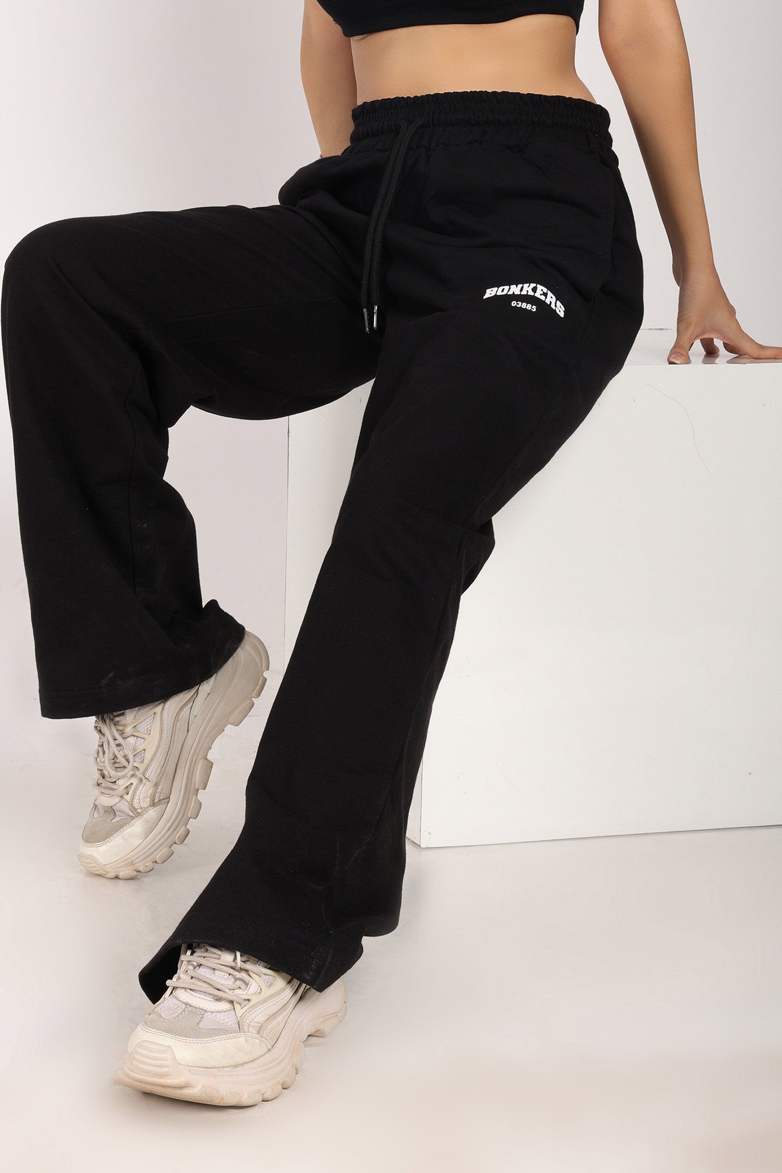 Black Wide-Leg Sweatpants - BonkersCorner