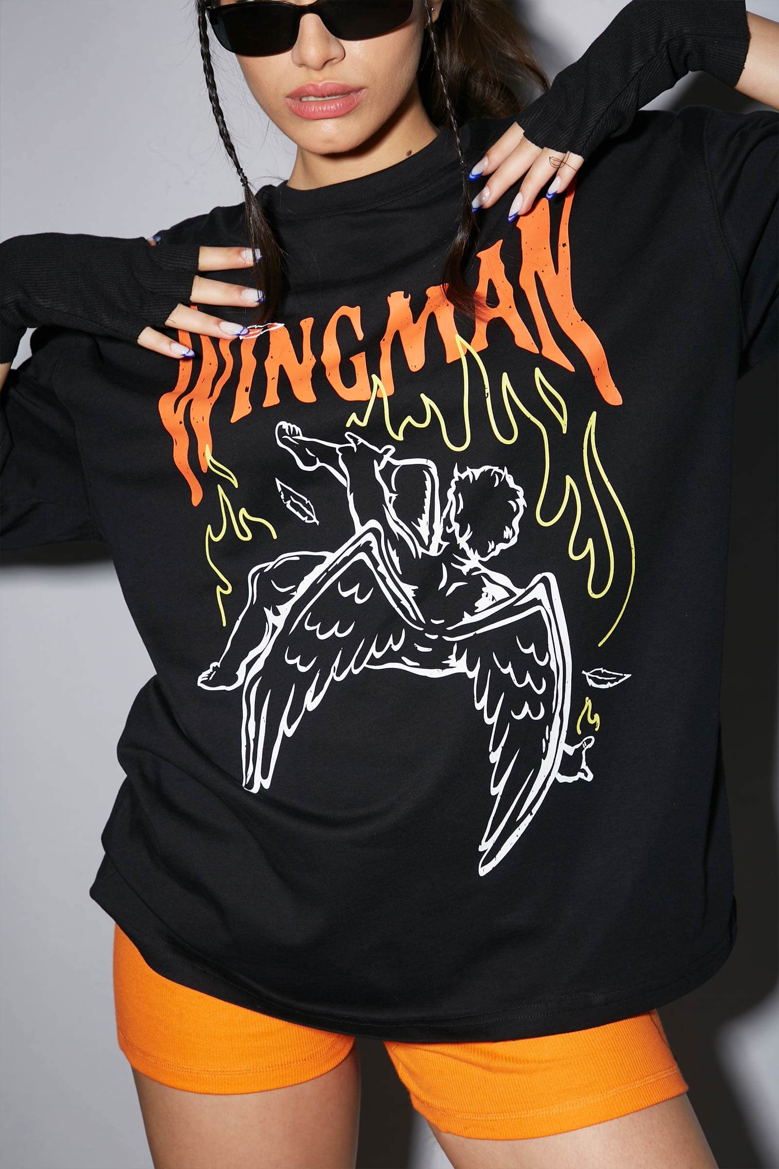 Black Wingman Oversized T-Shirt - BonkersCorner