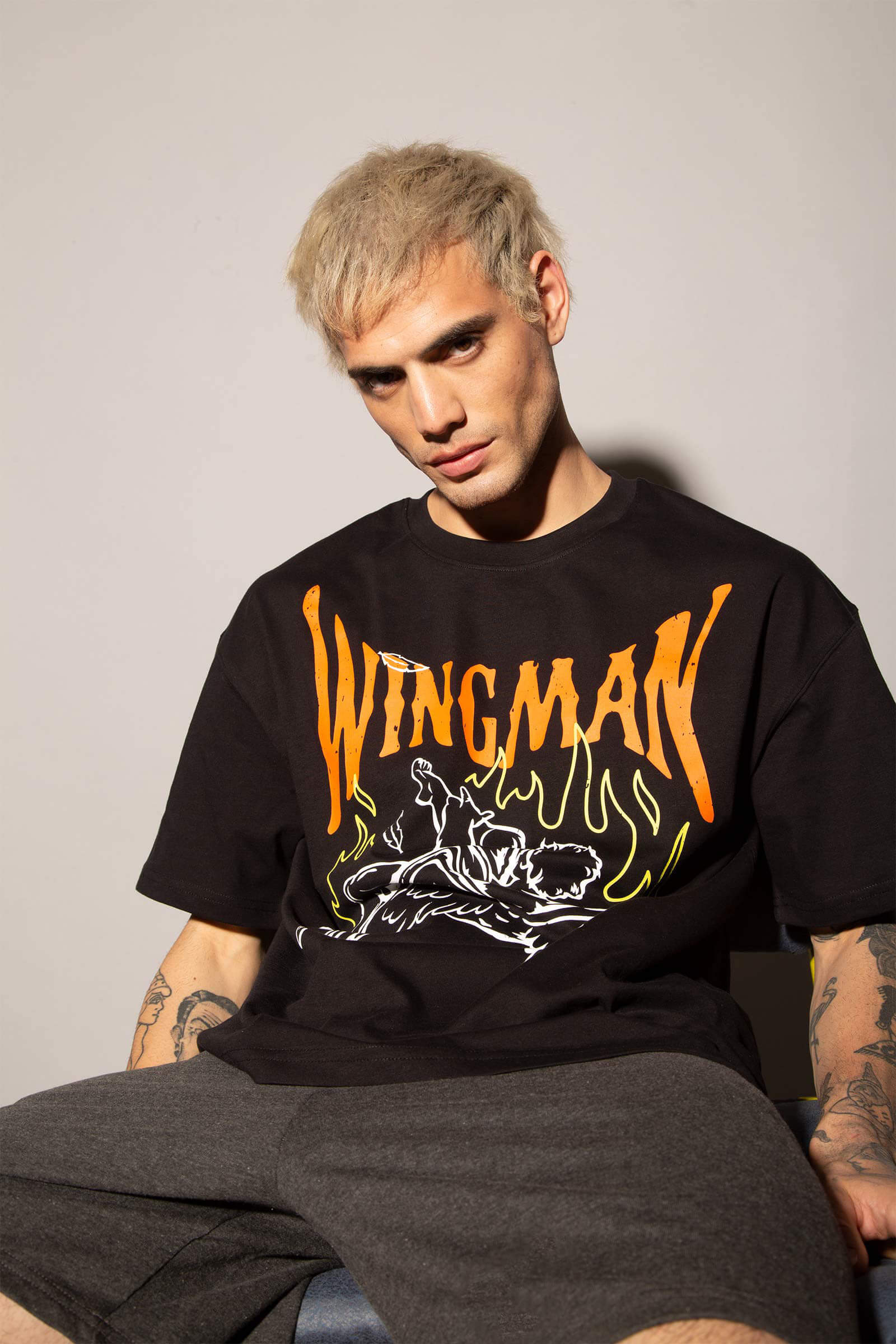 Black Wingman Oversized T-Shirt - BonkersCorner