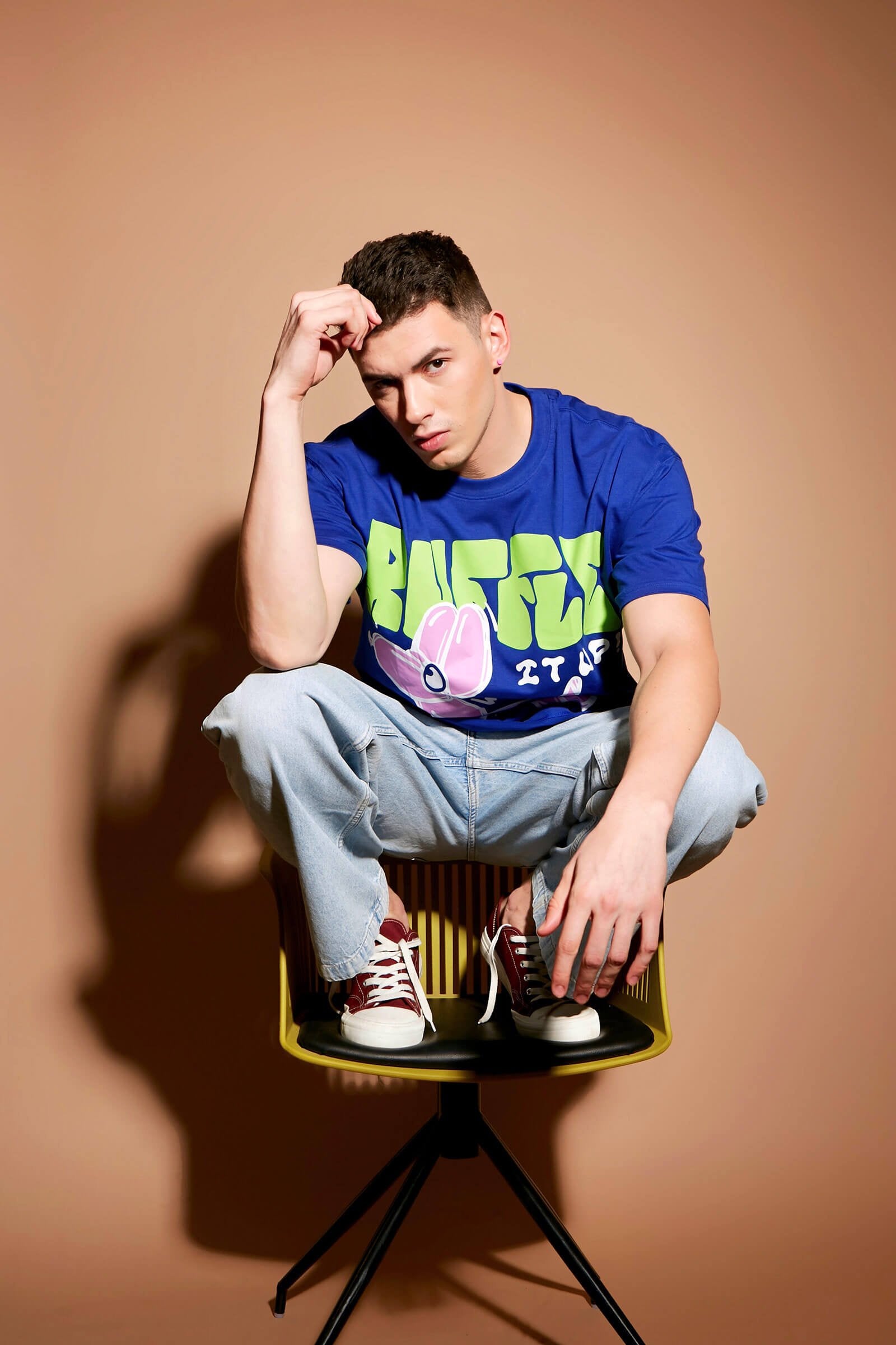 Blue Ruffle It Up Oversized T-shirt - BonkersCorner