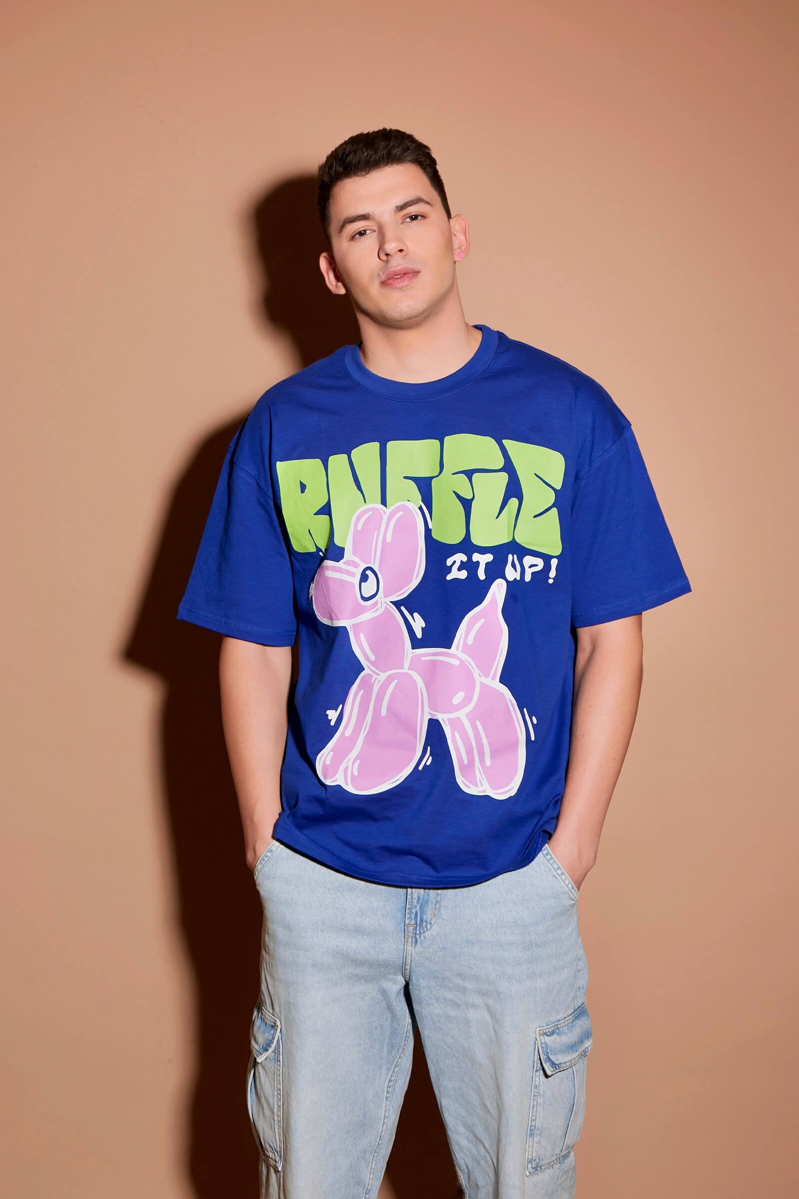 Blue Ruffle It Up Oversized T-shirt - BonkersCorner