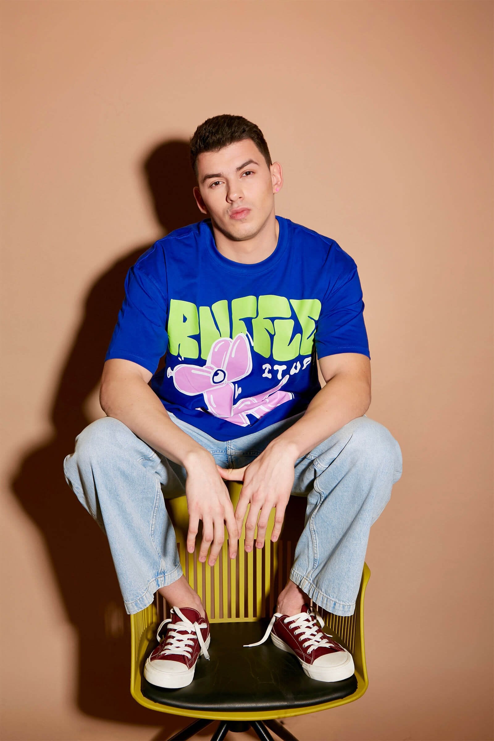 Blue Ruffle It Up Oversized T-shirt - BonkersCorner