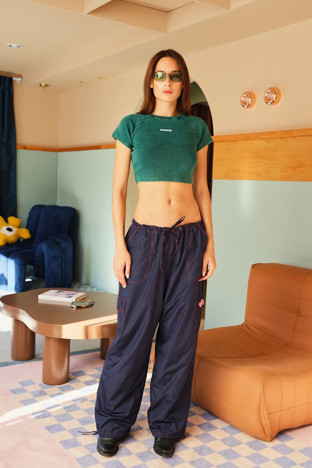 Bottle Green Faded Crop Top - BonkersCorner