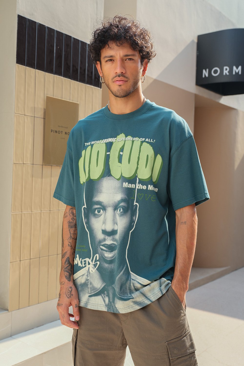 Bottle Green Kid Cudi Oversized T-shirt - BonkersCorner