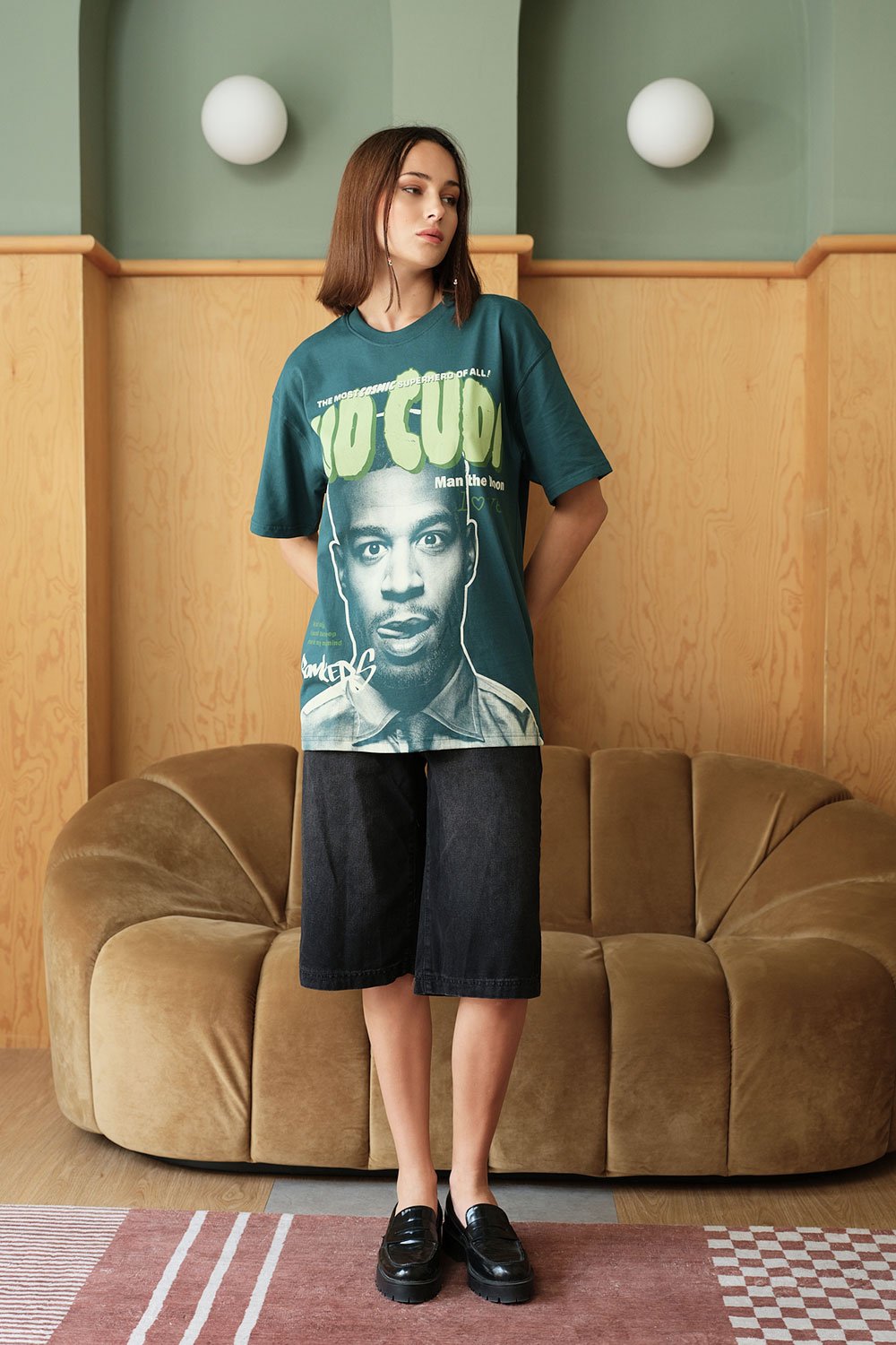 Bottle Green Kid Cudi Oversized T-shirt - BonkersCorner