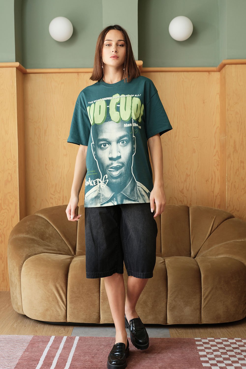 Bottle Green Kid Cudi Oversized T-shirt - BonkersCorner