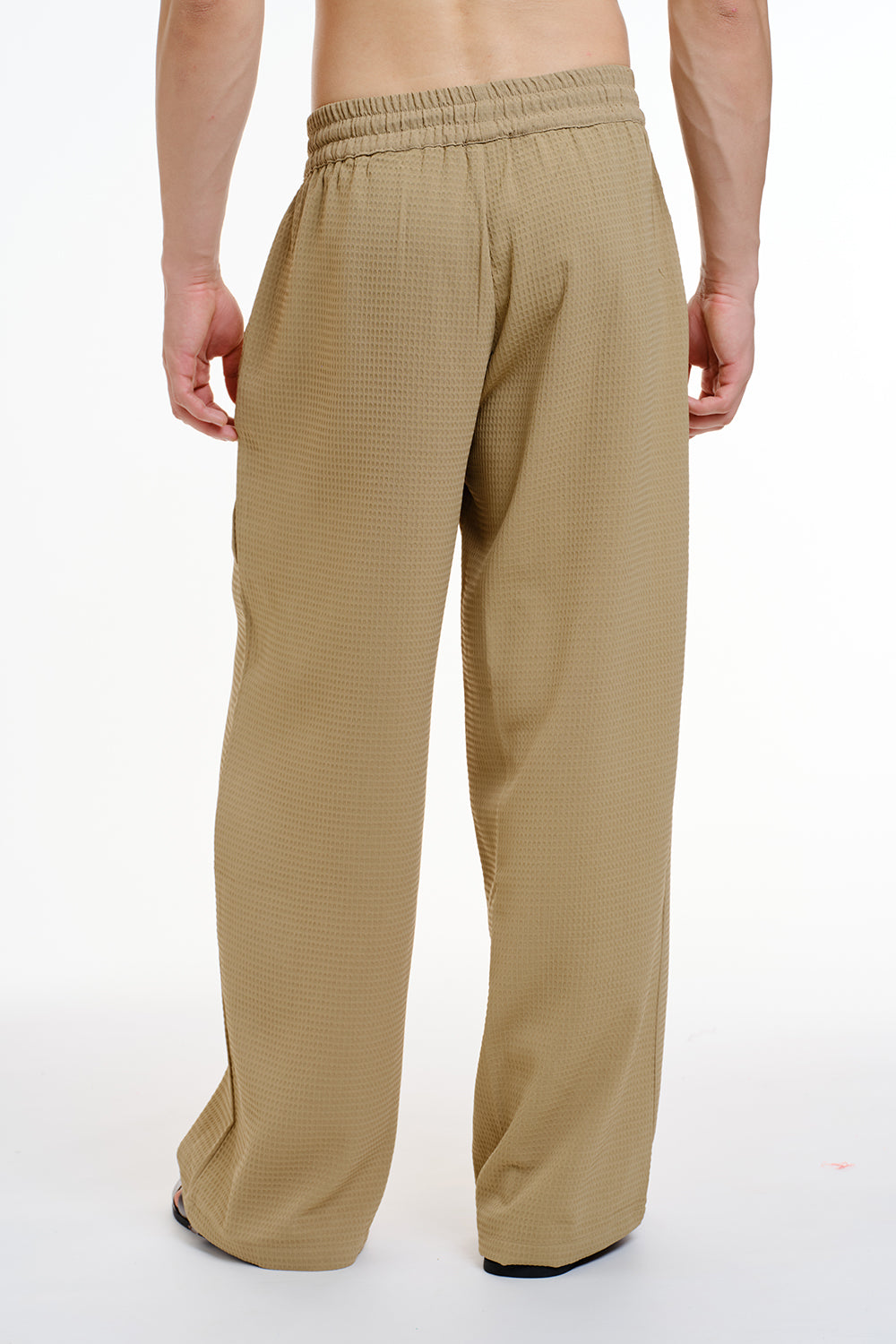 Solid Khaki Textured Pant