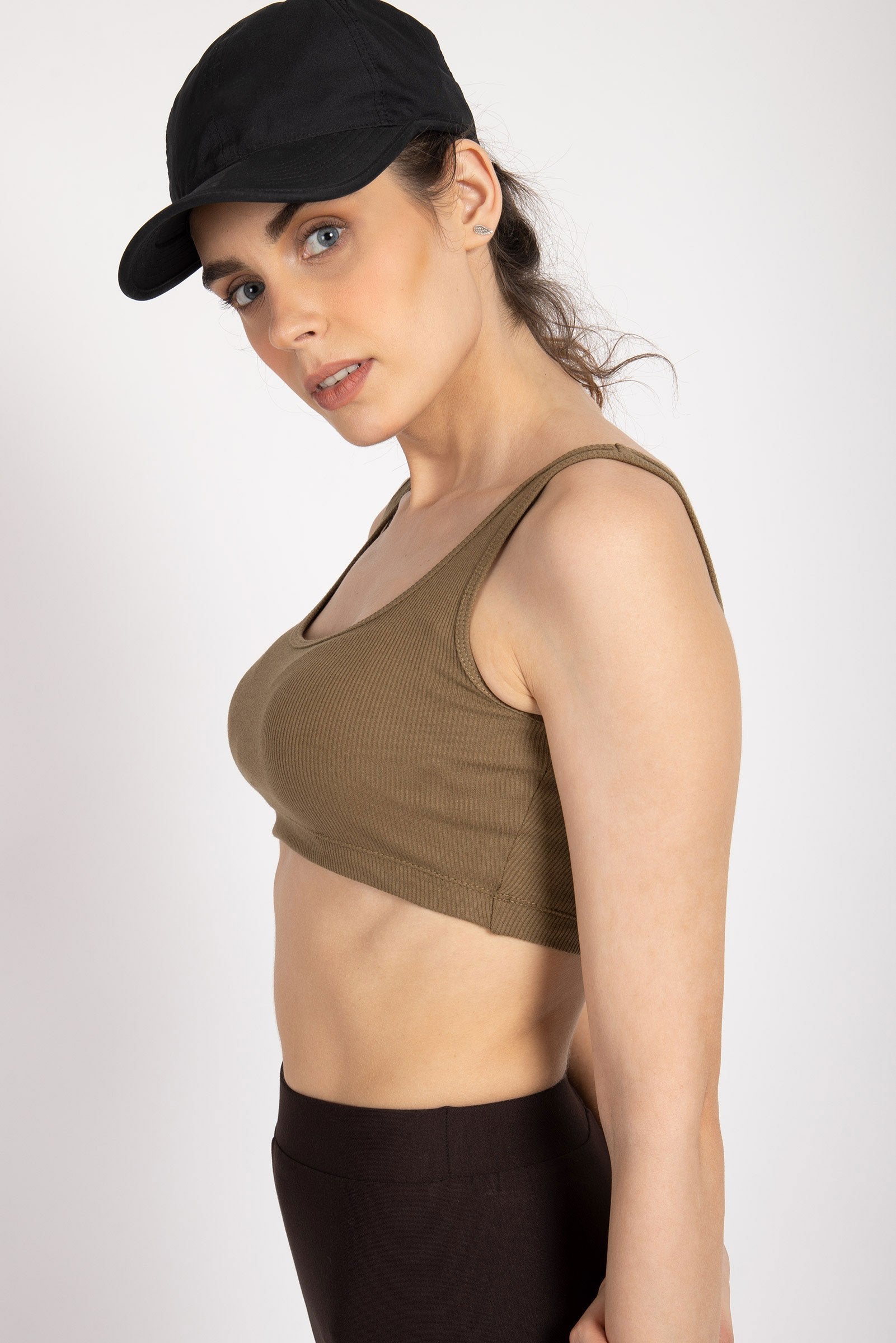 Burnt Olive Ribbed Vest Tank - BonkersCorner