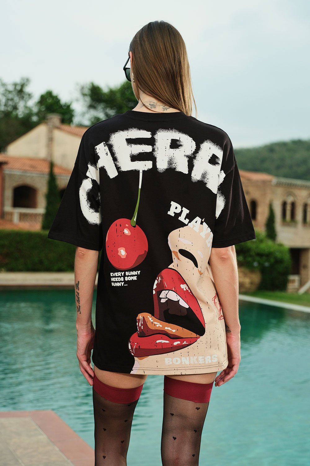 Cherry Playboy Oversized T-shirt - BonkersCorner