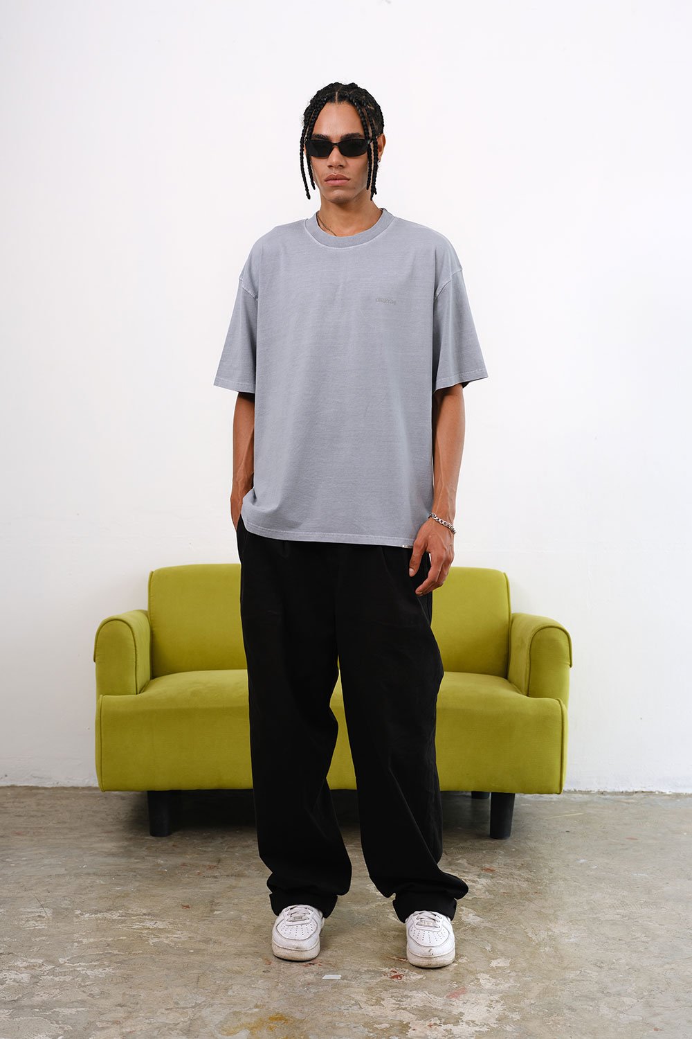 Dusty Blue Signature Heavyweight Faded T-shirt - BonkersCorner