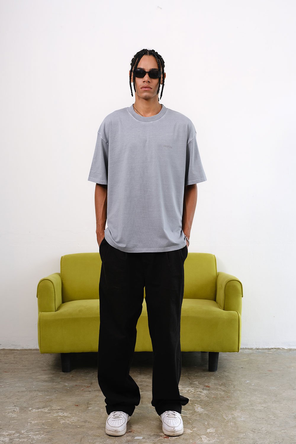 Dusty Blue Signature Heavyweight Faded T-shirt - BonkersCorner