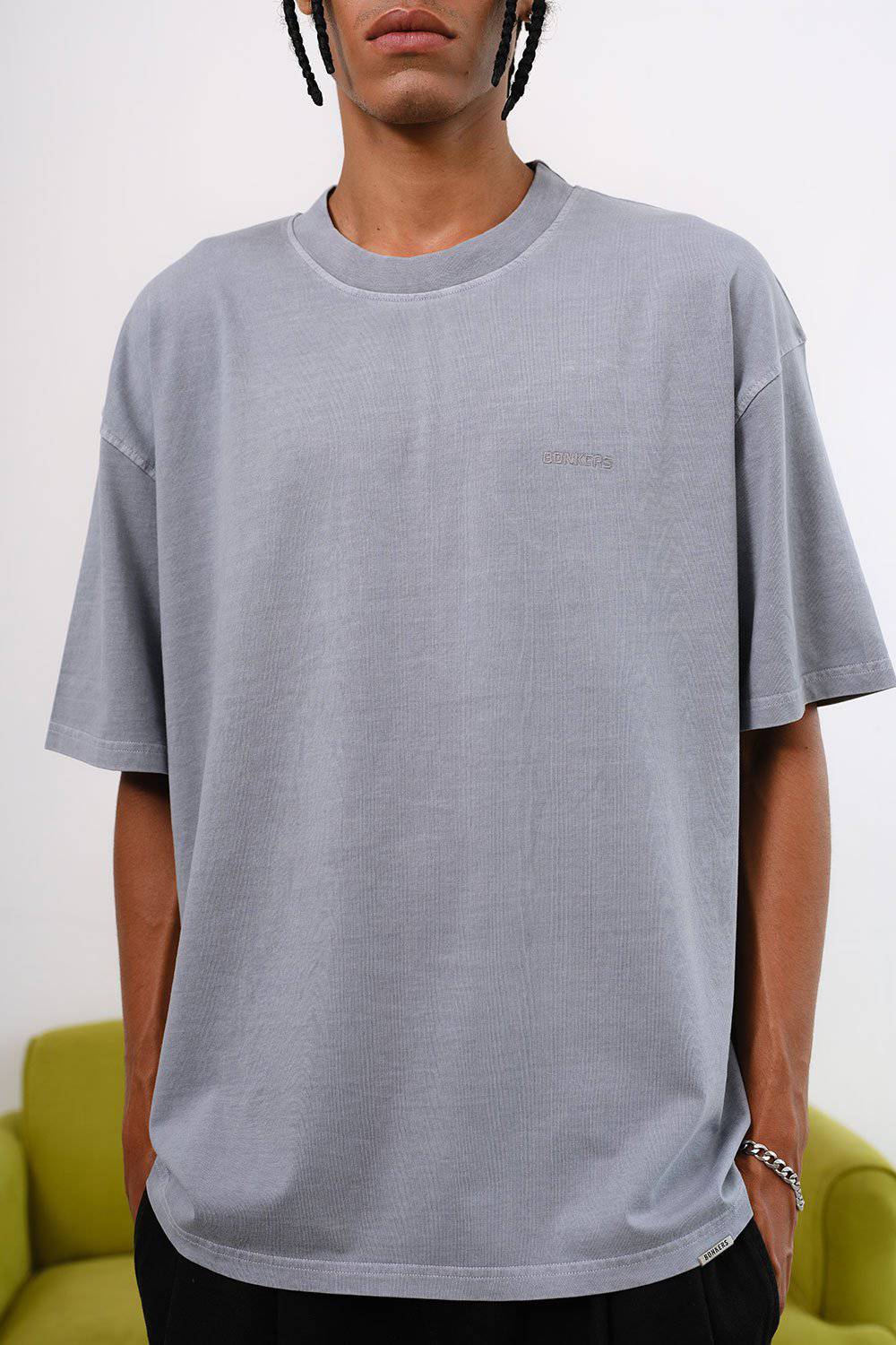 Dusty Blue Signature Heavyweight Faded T-shirt - BonkersCorner