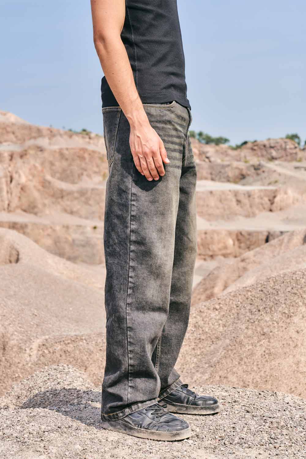 Faded Grey Baggy Fit Jeans - BonkersCorner