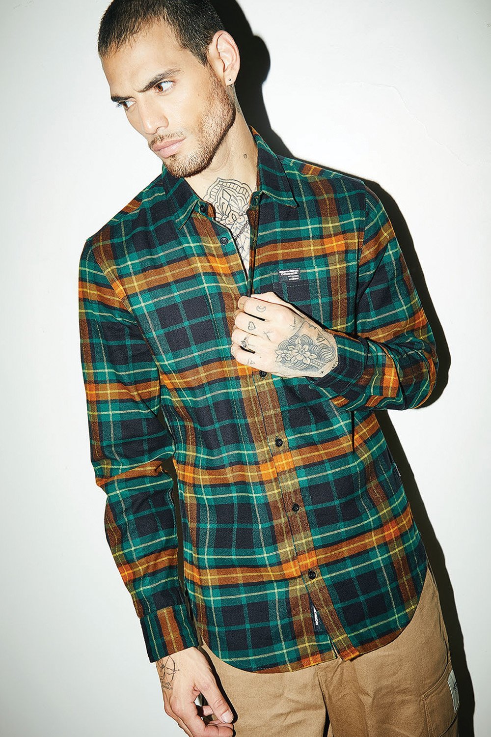 Green-Brown Plaid Regular Fit Shirt - BonkersCorner
