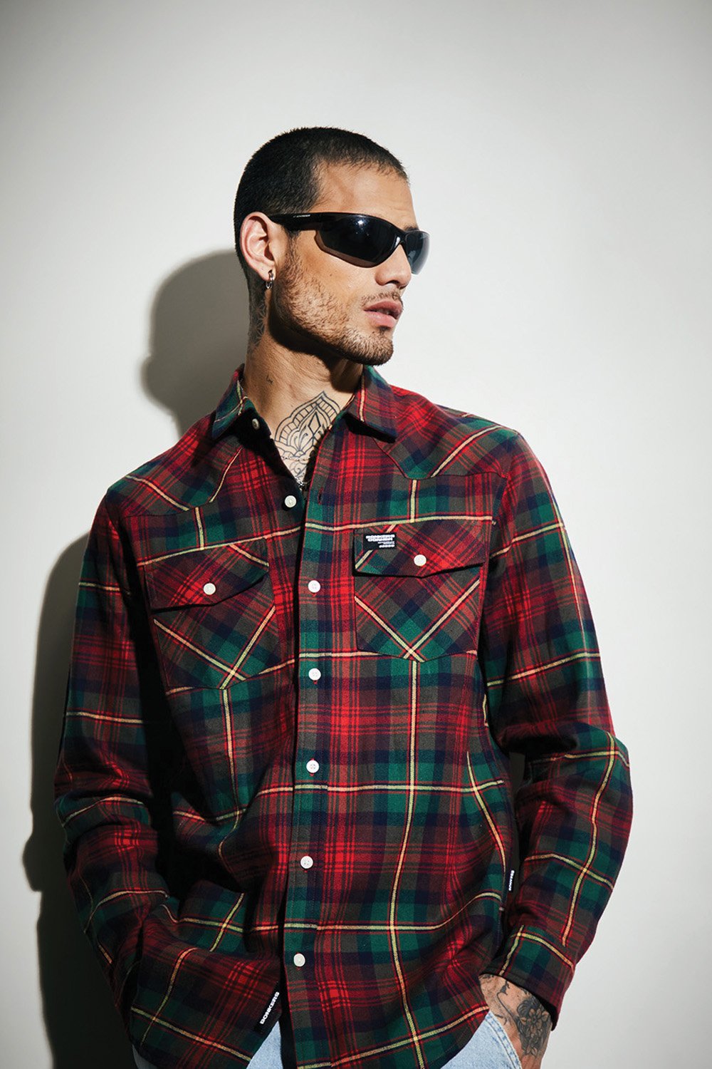 Green-Red Plaid Regular Fit Shirt - BonkersCorner
