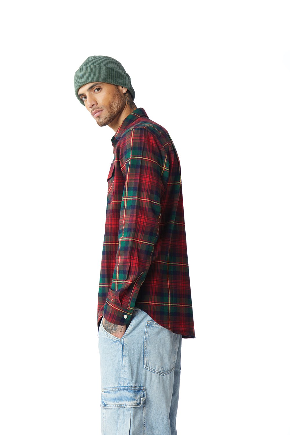 Green-Red Plaid Regular Fit Shirt - BonkersCorner