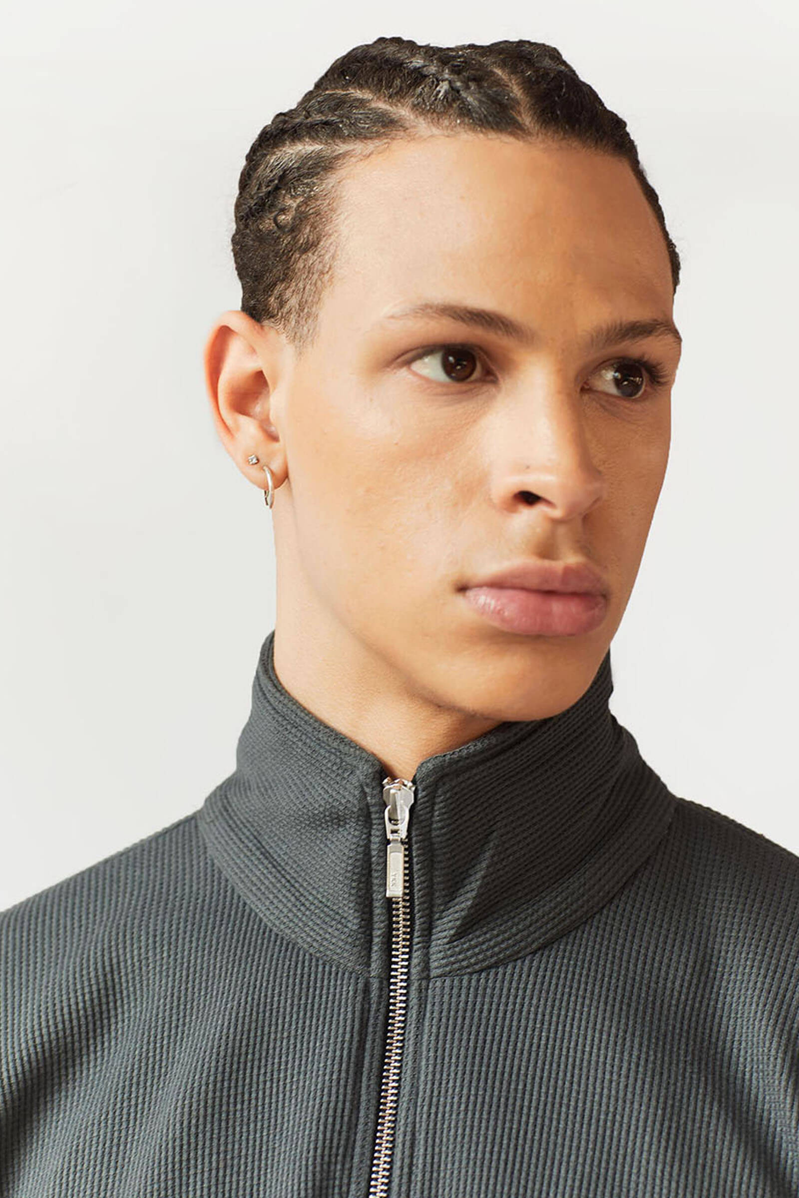 Grey Full Sleeves Waffle Zipper - BonkersCorner