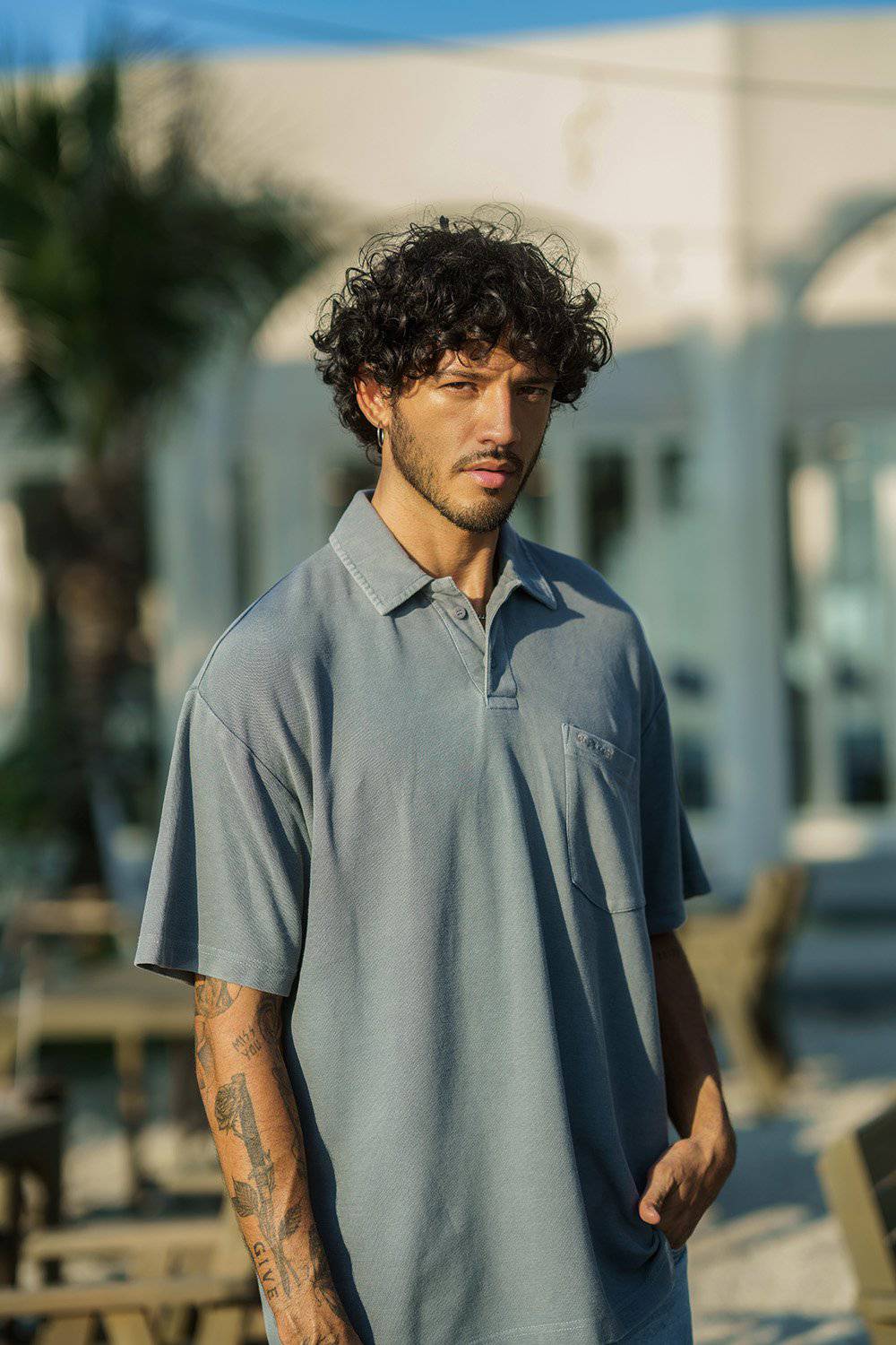 Grey Heavyweight Faded Polo - BonkersCorner