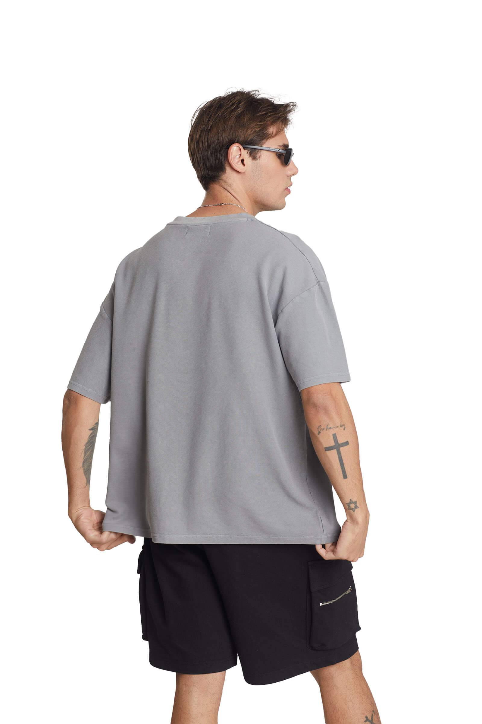 Grey Heavyweight Pique Oversized T-shirt - BonkersCorner