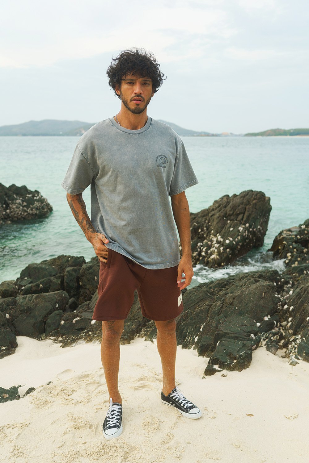 Grey Premium Heavyweight Faded Oversized T-shirt - BonkersCorner