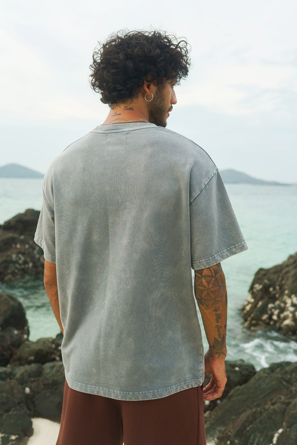 Grey Premium Heavyweight Faded Oversized T-shirt - BonkersCorner
