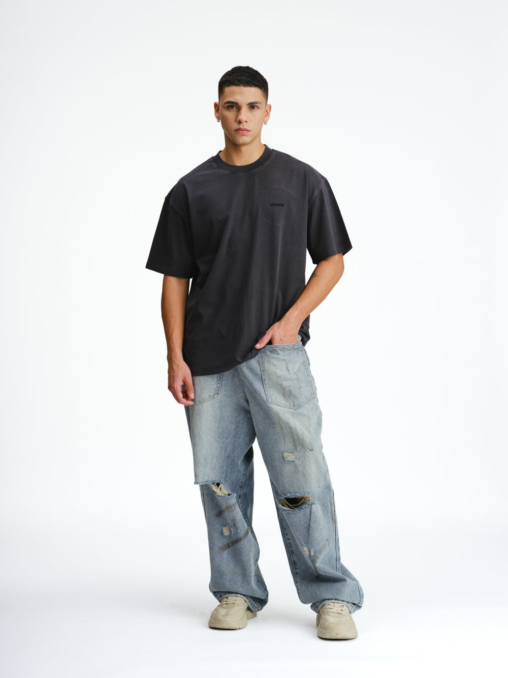 Grey Signature Heavyweight Faded T-shirt - BonkersCorner