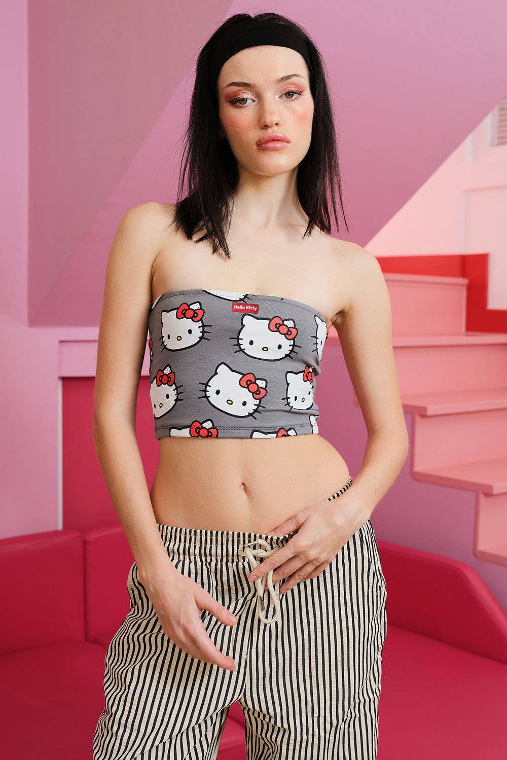 Hello Kitty Cute Grey Tube Top - BonkersCorner