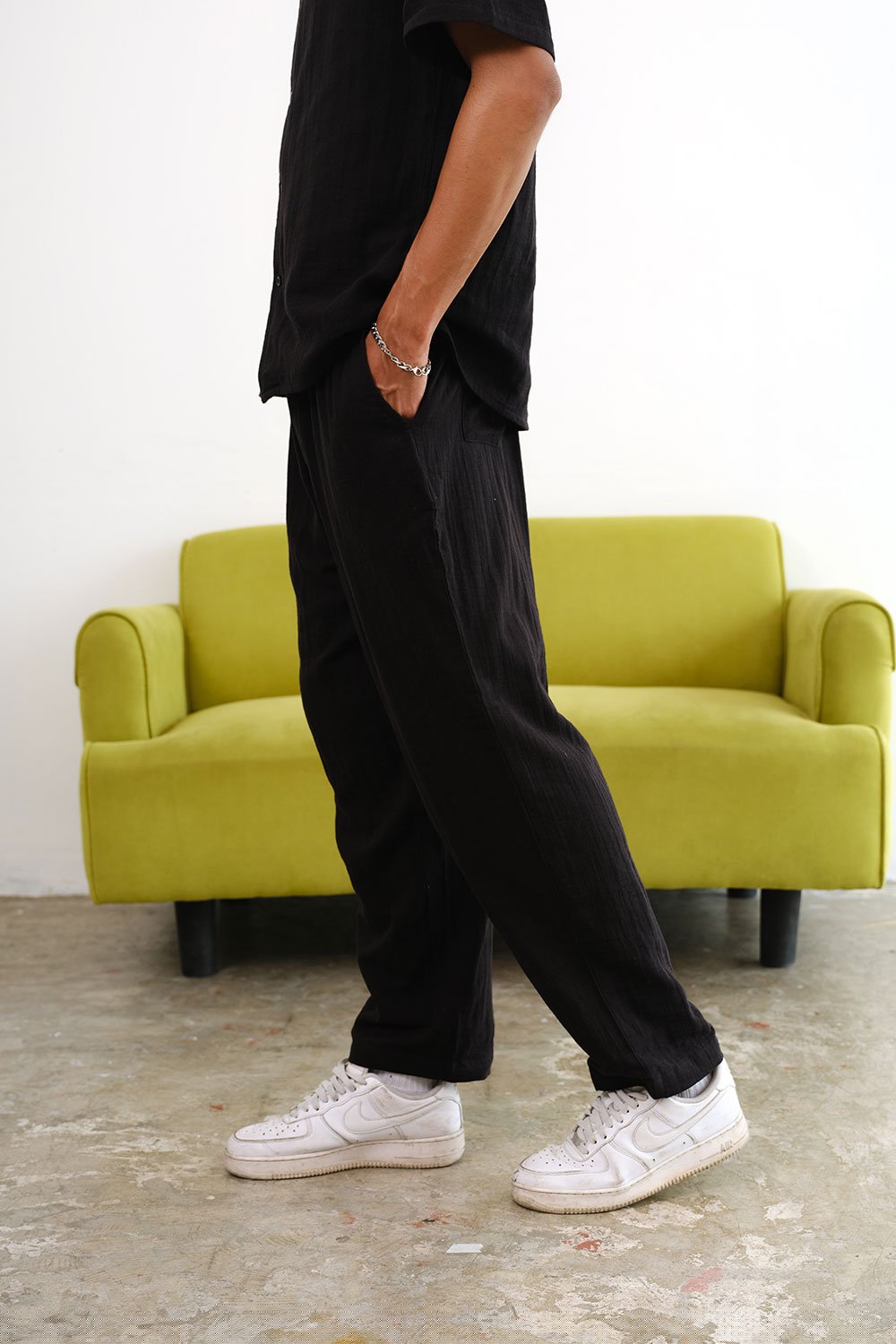 Jet Black Cotton Organic Gauze Pants - BonkersCorner