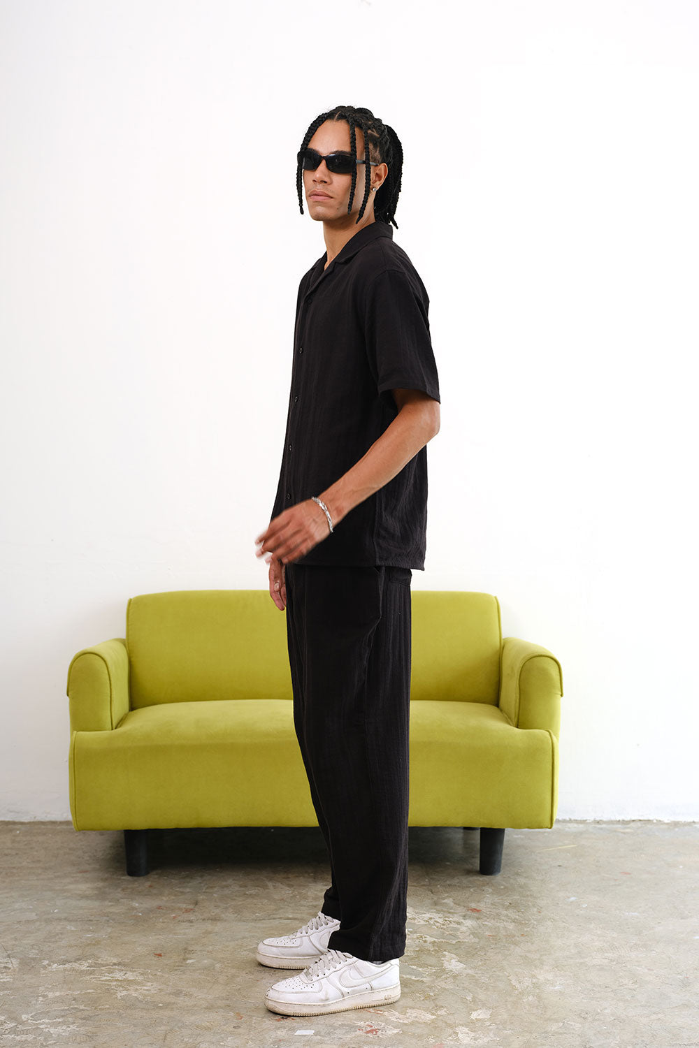 Jet Black Cotton Organic Gauze Pants - BonkersCorner