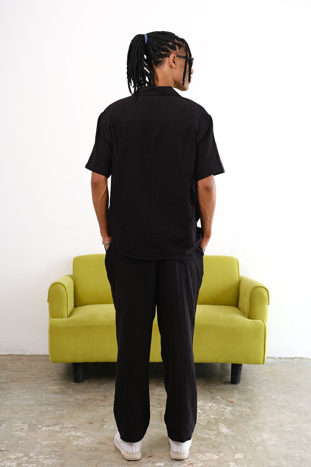 Jet Black Cotton Organic Gauze Pants - BonkersCorner