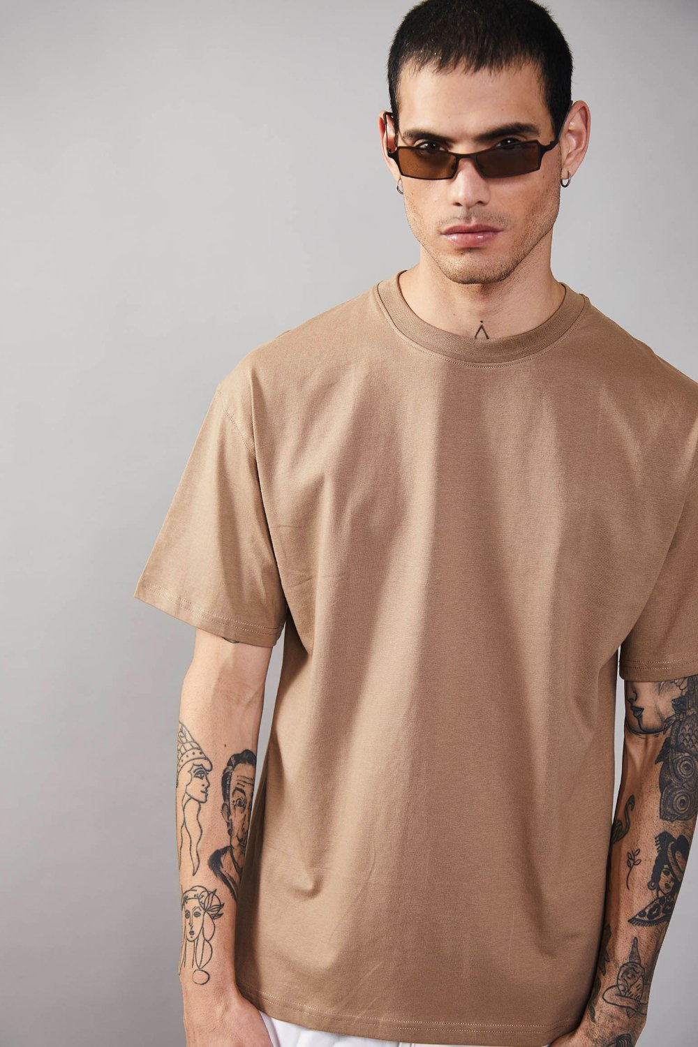 Khaki Heavyweight Oversized T-shirt - BonkersCorner