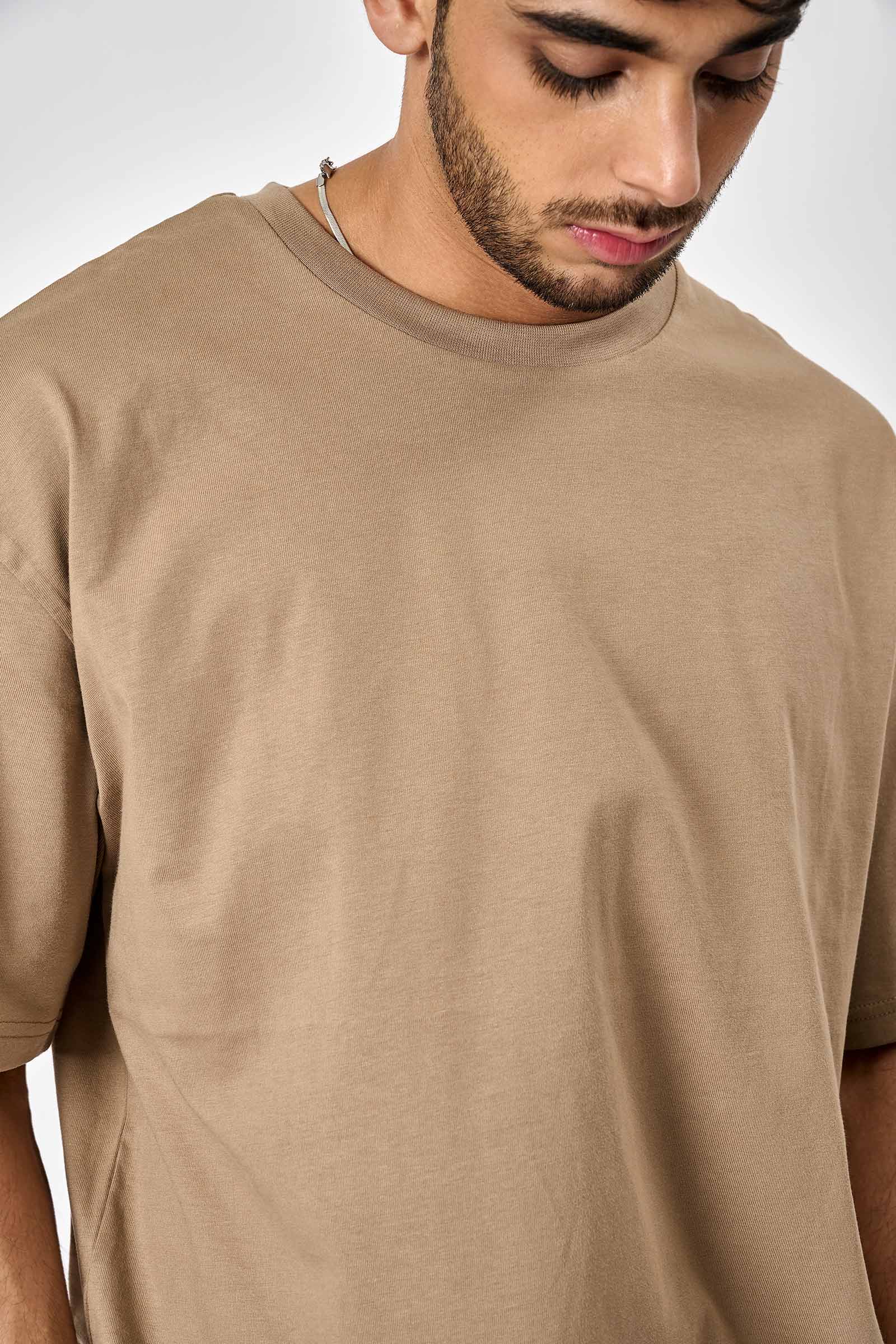 Khaki Heavyweight Oversized T-shirt - BonkersCorner
