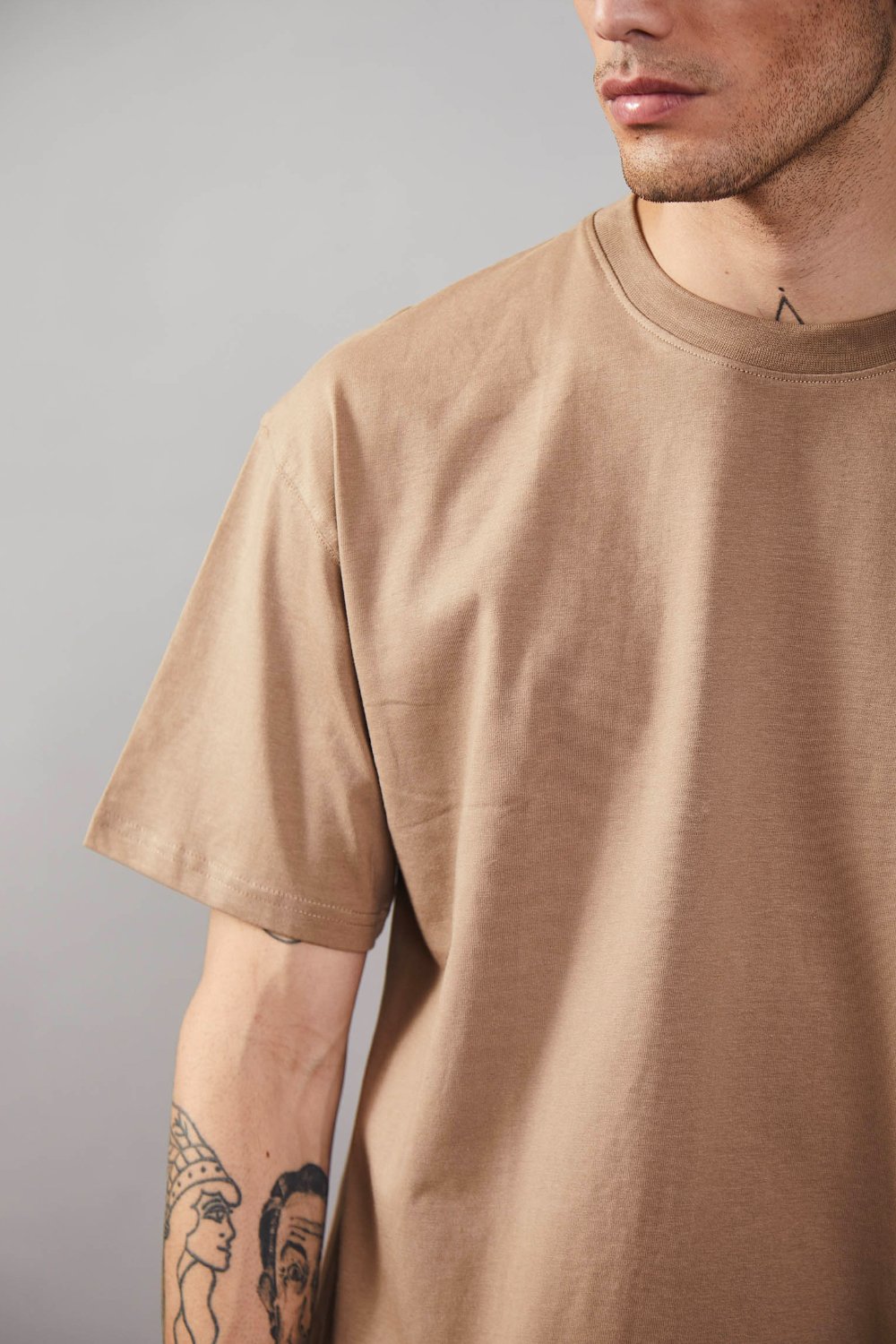 Khaki Heavyweight Oversized T-shirt - BonkersCorner