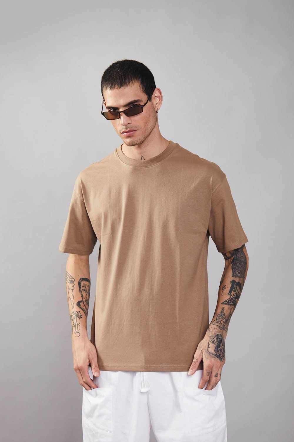 Khaki Heavyweight Oversized T-shirt - BonkersCorner