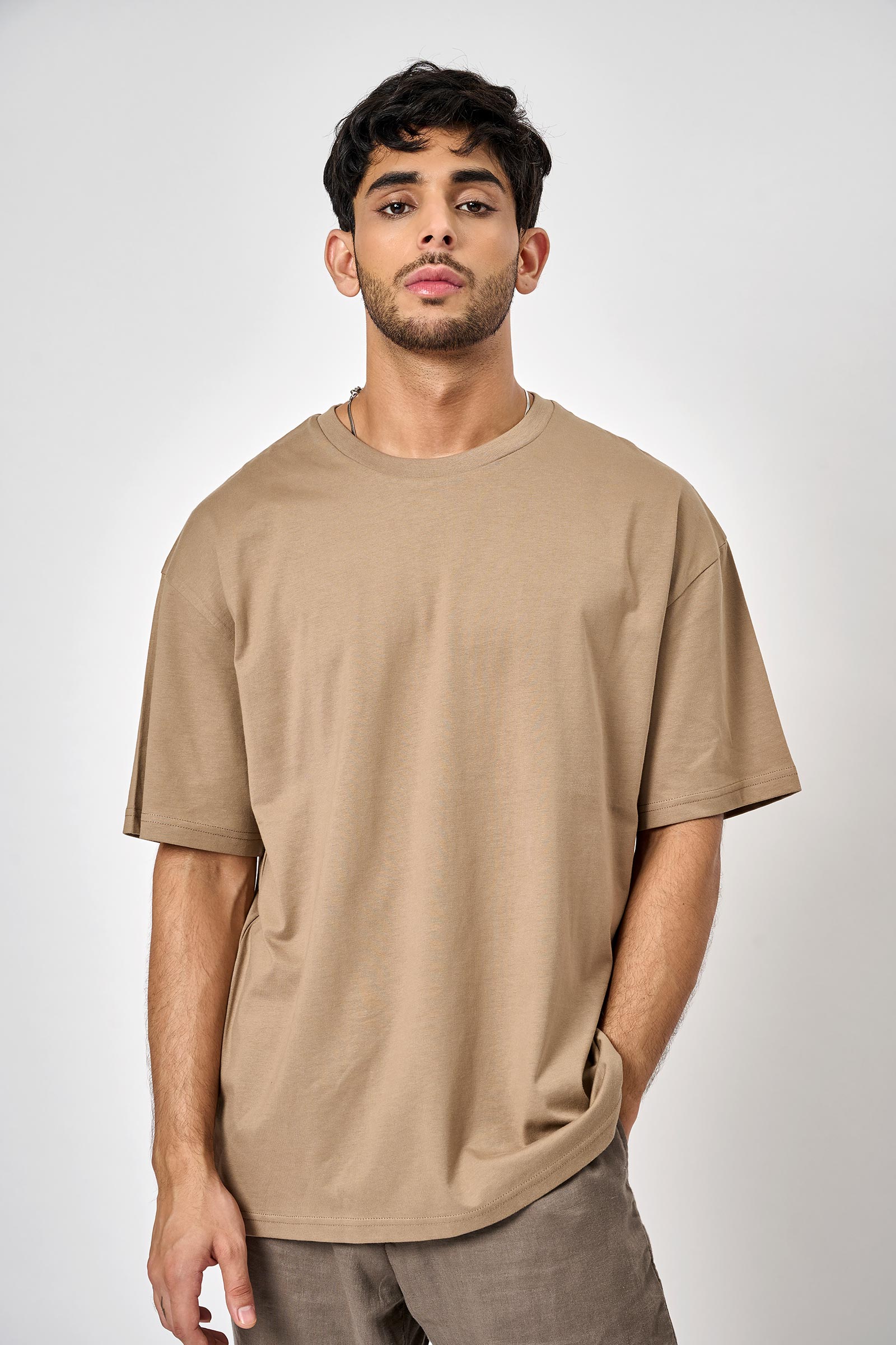 Khaki Heavyweight Oversized T-shirt - BonkersCorner