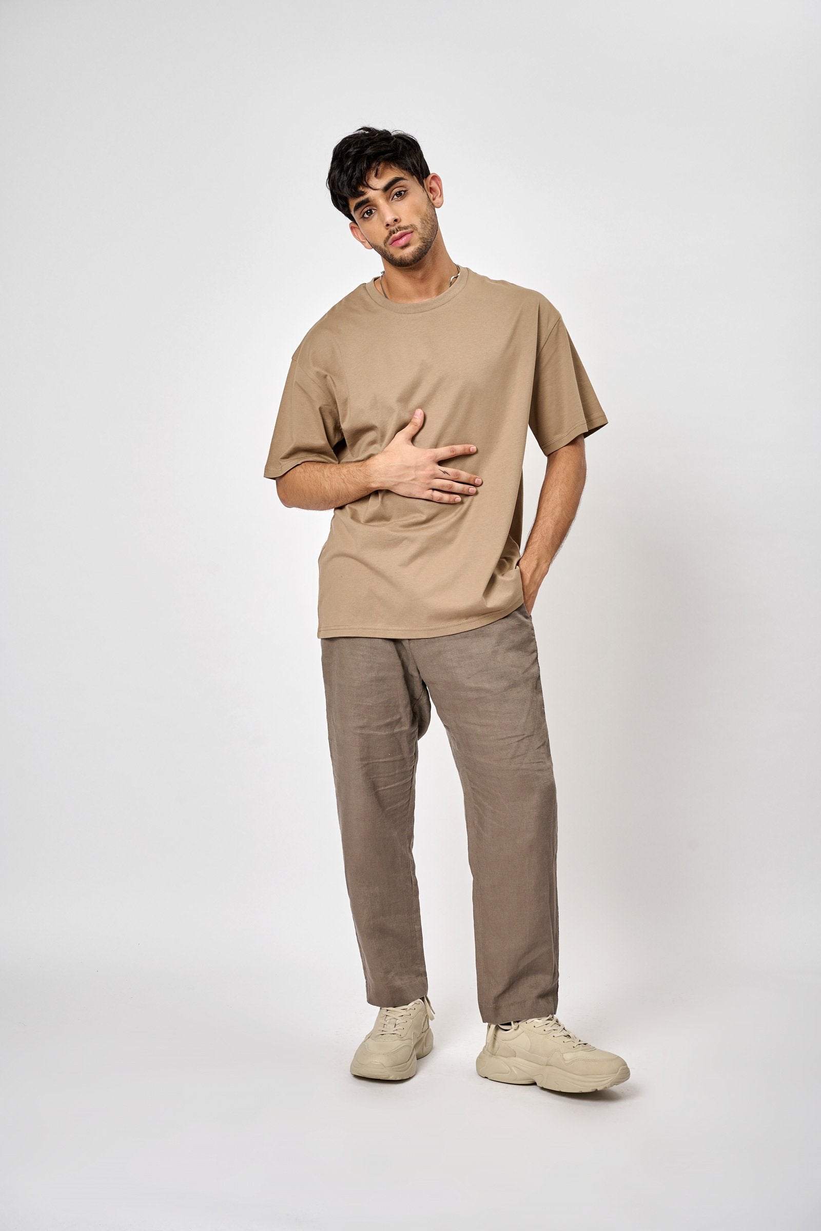 Khaki Heavyweight Oversized T-shirt - BonkersCorner
