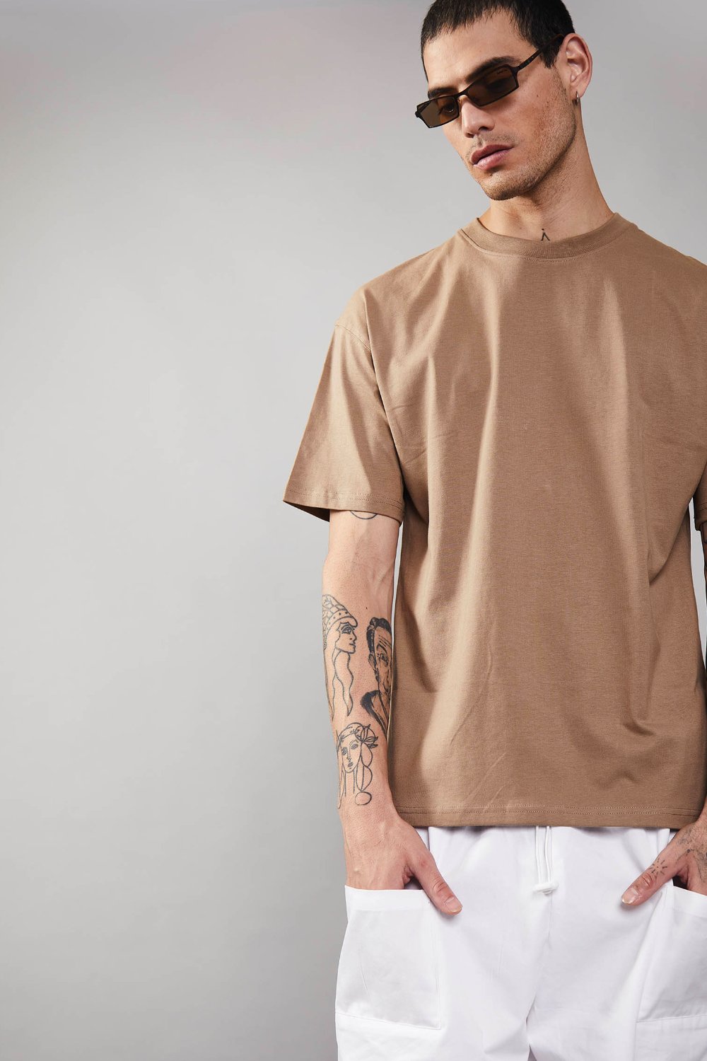 Khaki Heavyweight Oversized T-shirt - BonkersCorner