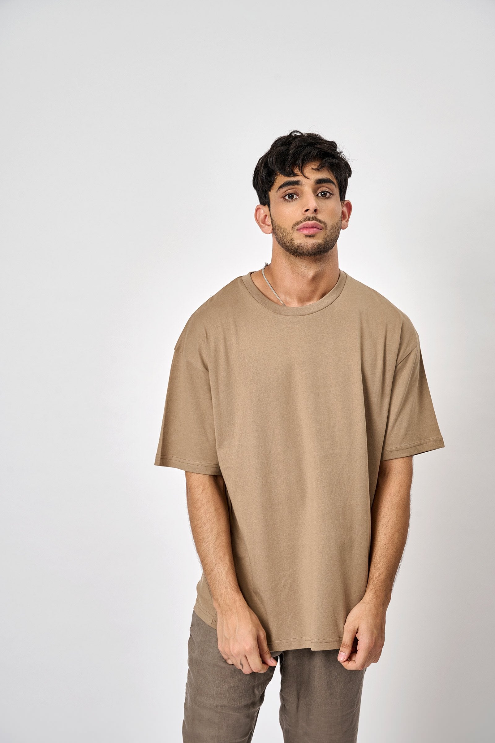 Khaki Heavyweight Oversized T-shirt - BonkersCorner